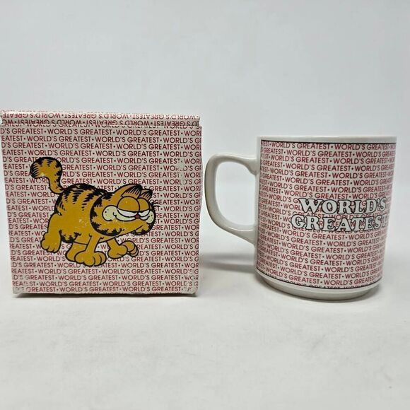 1978 GARFIELD ENESCO WORLD'S GREATEST GRANDPA CERAMIC COFFEE MUG NEW BOX VINTAGE - Picture 2 of 3